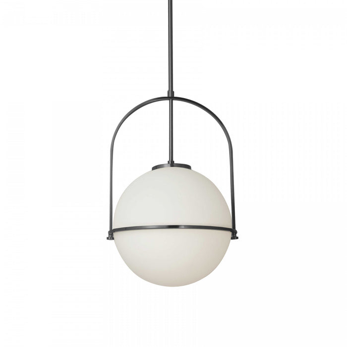 Dainolite Paola 1 Light Pendant Small Matte Black White Opal Glass Lamp