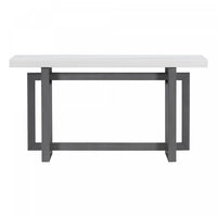 Ethan 59.1'' Triple Rectangle Design Painted Entryway Table with Pine Wood Legs,White Sofa Table  