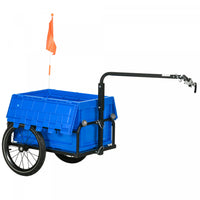 Aosom Bicycle Cargo Trailer Bike Wagon with Removable Storage Box, Blue