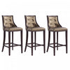 Fifth Avenue Traditional Wood Upholstered Barstool in Bronze - Set of 3