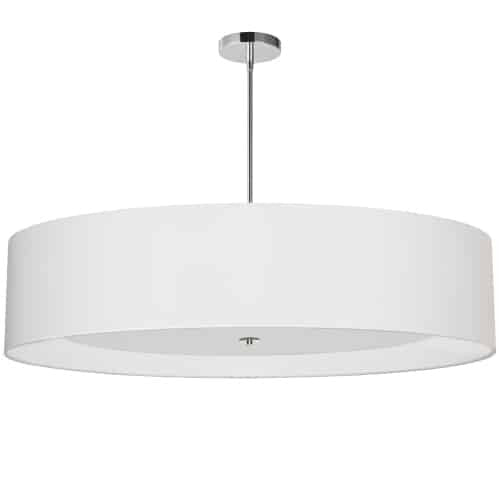 Dainolite Helena 6 Light Pendant 40\" Dia Polished Chrome Finish White Shade White Diffuser Lamp
