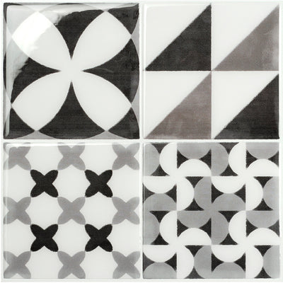 Smart Tiles Peel and Stick 4-Sheet 9 x 9 Backsplash - Vintage Arezzo|Dosseret Smart Tiles peler et coller 9 x 9, 4 feuilles - Vintage Arezzo