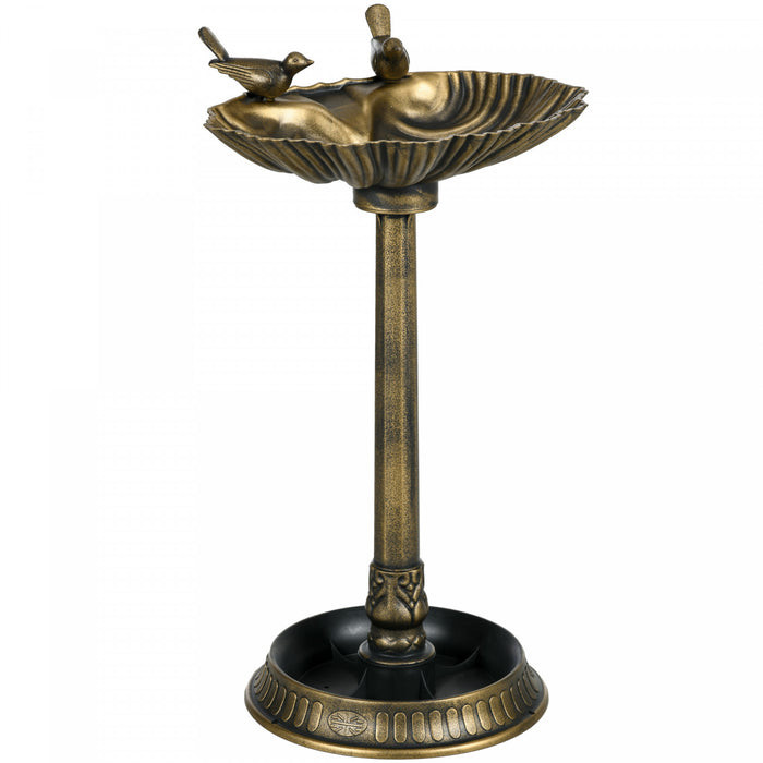Outsunny Bird Bath With Pedestal, Birdbath Bowl For Garden, Bronze
