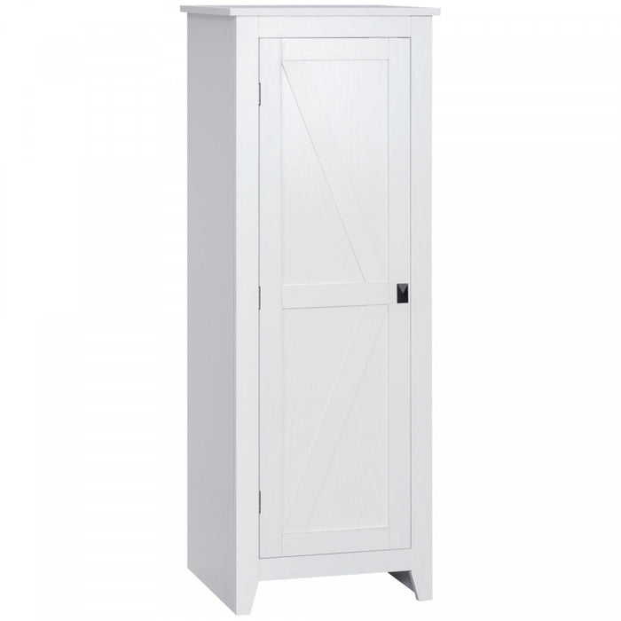 HOMCOM 48\" Kitchen Pantry, Storage Cabinet with Barn Door, White