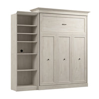 Bestar Versatile Queen Murphy Bed with Closet Organizer (92 W) - Linen White Oak