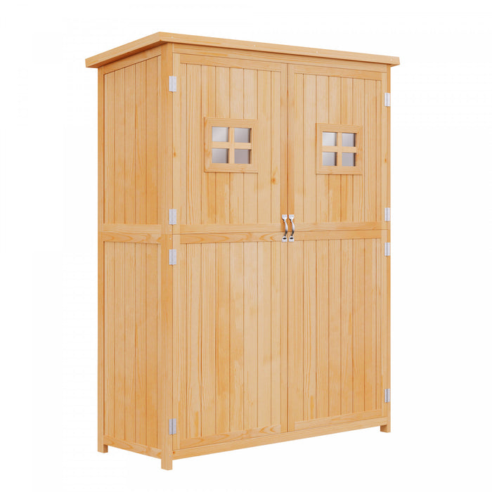Outsunny 4'x1.5' Wooden Garden Storage Shed W/ Windows, Nature Wood