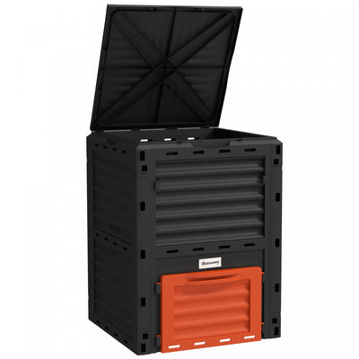 Outsunny Garden Compost Bin, 80 Gallon Outdoor Compost Container, Orange|Outsunny Poubelle A Compost De Jardin, Conteneur A Compost De 80 Gallons