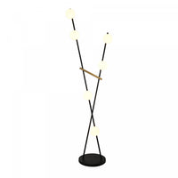 Cortina 6 Light Floor Lamp, Black, Brushed Brass 