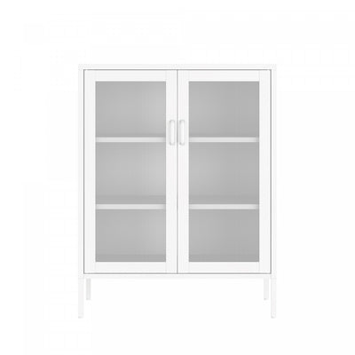 Amelia Modern 32" Metal Accent Cabinet in White | Armoire d’appoint moderne Amelia 32" en metal blanc
