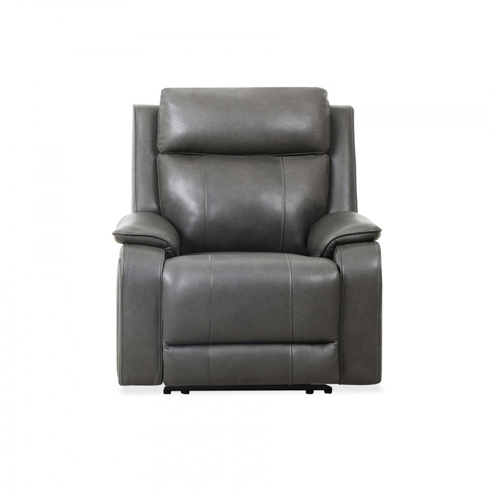 Marlow 37 in. Leather Match Power Glider Recliner with USB/USB-C - Charcoal