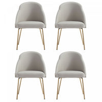 Gracie Modern Vegan Leather Metal Dining Chair in Stone Gray and Gold - Set of 4
