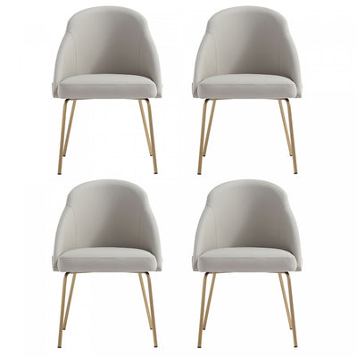 Gracie Modern Vegan Leather Metal Dining Chair in Stone Gray and Gold - Set of 4 | Chaise de salle a manger moderne Gracie en cuir vegetalien et metal, gris pierre et or - Lot de 4