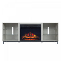 Brighton Modern 2-Piece Electric Fireplace in Black and Beige 