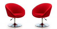 Hopper Modern Upholstered Swivel Lounge Chair in Red - Set of 2 Accent Chair