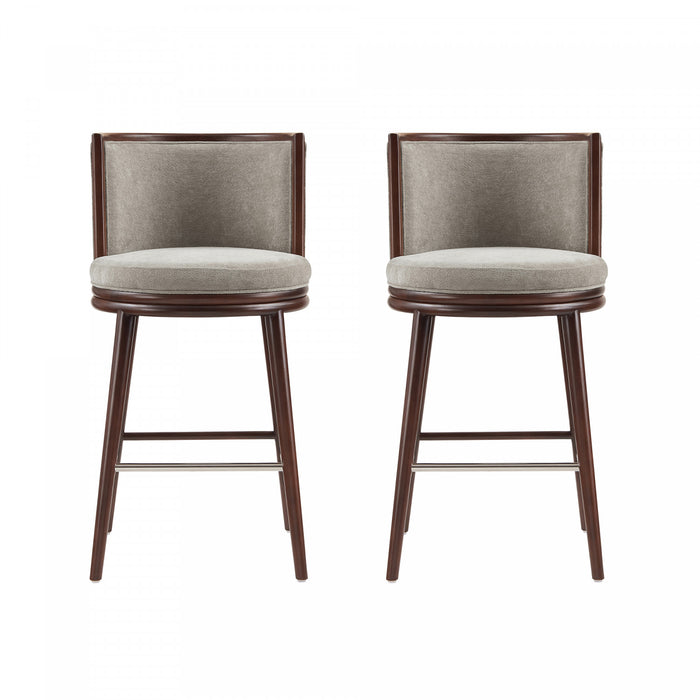 Evalyn Modern Wood Upholstered Barstool in Dove - Set of 2