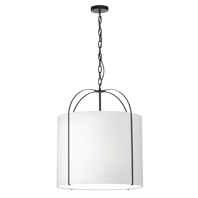 Dainolite Quincy 3 Light Pendant Matte Black White Shade Lamp|Luminaire suspendu Quincy de Dainolite avec abat-jour blanc, fini noir mat et 3 ampoules
