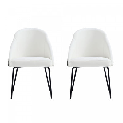 Gracie Modern Vegan Leather Metal Dining Chair in White and Black - Set of 2 | Chaise de salle a manger moderne Gracie en cuir vegetalien et metal, blanc et noir - Lot de 2
