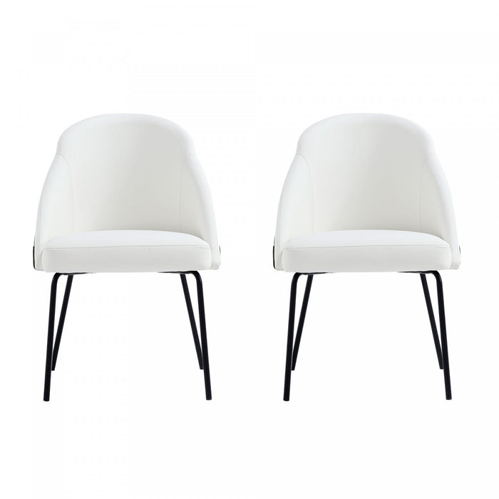 Gracie Modern Vegan Leather Metal Dining Chair in White and Black - Set of 2