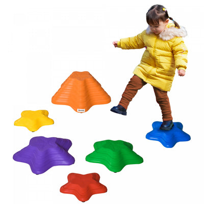Outsunny 6pcs Larger Size Balance Stepping Stones For Kids With Non-slip Bottom, Stackable Obstacle |Outsunny 6pcs Tremplins D'equilibre Pour Enfants Avec Fond Antiderapant, Pierres De Riviere Empilabl