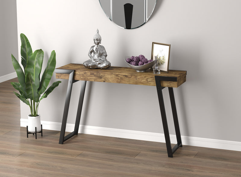 47” Narrow Console Table With Storage Shelf - Brown Reclaimed Wood With Black Metal