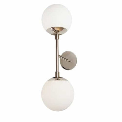 Dainolite Dayana 2 Light Wall Sconce Polished Chrome White Glass Lamp|Applique murale Dayana de Dainolite en verre blanc, avec fini chromé poli et 2 ampoules