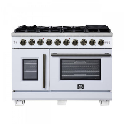 Forno Capriasca 48" White Gas Range 6.58 cu.ft -FFSGS6460-48WHT | Cuisiniere a gaz blanche Capriasca 48 pouces, 6,58 pi³ – FFSGS6460-48WHT