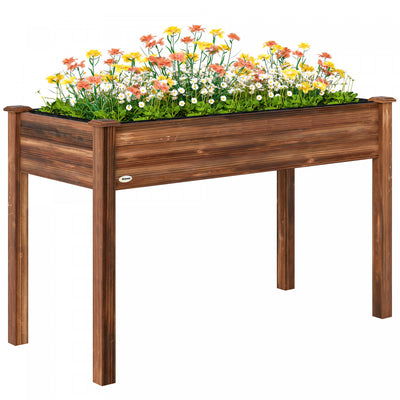 Outsunny 48"x22"x30" Elevated Planter Box, Wooden Patio Raised Garden Bed