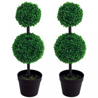 Outsunny 2 Ball Topiary Tree Set of 2 for Home Office, Living Room Decor
