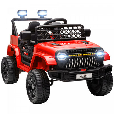 Qaba 12v Powered Ride-On Truck Car, Electric Car For Kids With Remote Control, Openable Doors, Sprin|Qaba Voiture Electrique 12 V Alimente Par Batterie Pour Enfants Avec Telecommande, Suspension A Ress