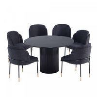 Flor and Hathaway Modern Industry Chic 7-Piece Dining Set in Black