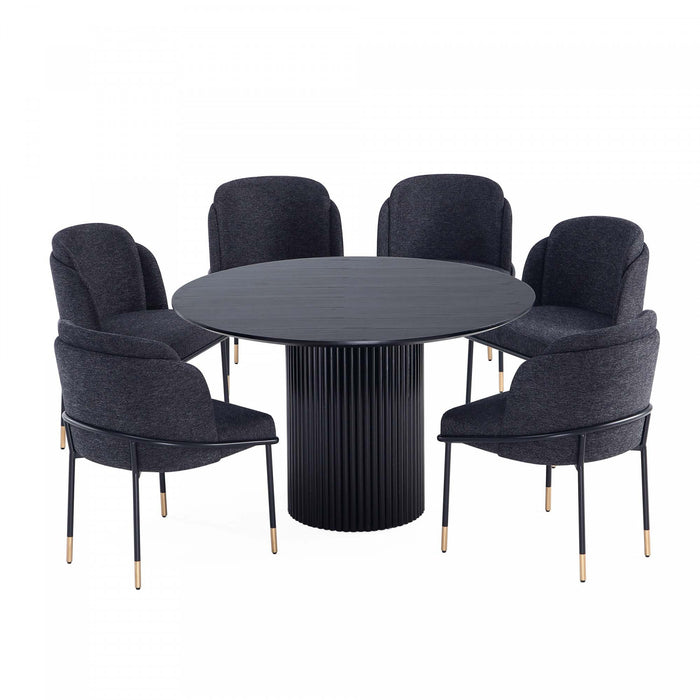 Flor and Hathaway Modern Industry Chic 7-Piece Dining Set in Black