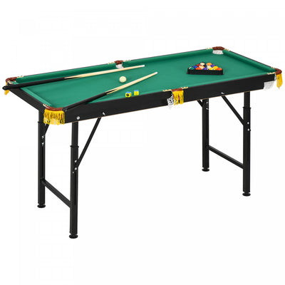 Soozier 55" Folding Pool Table Set With Adjustable Height, Green|Soozier Ensemble De Table De Billard Pliante De 55 Po Reglable, Vert