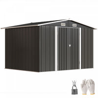Outsunny 10' x 8' Metal Shed, Heavy Duty Outdoor Storage Shed, Dark Grey