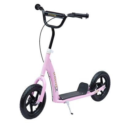 Homcom Kids Scooter Street Bike Bicycle For Teens Ride On Toy W/ 12'' Tire For 5-12 Year Old Pink|Homcom Reglable Enfants Pro Cascadeur Scooter Enfants Rue Velo Velo Avec Pneu De 30,5 Cm Rose