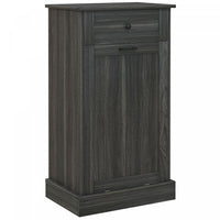 HOMCOM Tilt Out Trash Cabinet, Hidden Garbage Bin Cabinet with Drawer, Grey