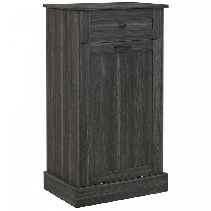 HOMCOM Tilt Out Trash Cabinet, Hidden Garbage Bin Cabinet with Drawer, Grey