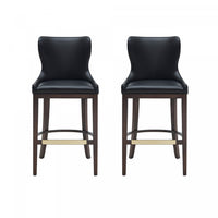 Blair Modern Wood Upholstered Barstool in Black - Set of 2 Bar Stool 