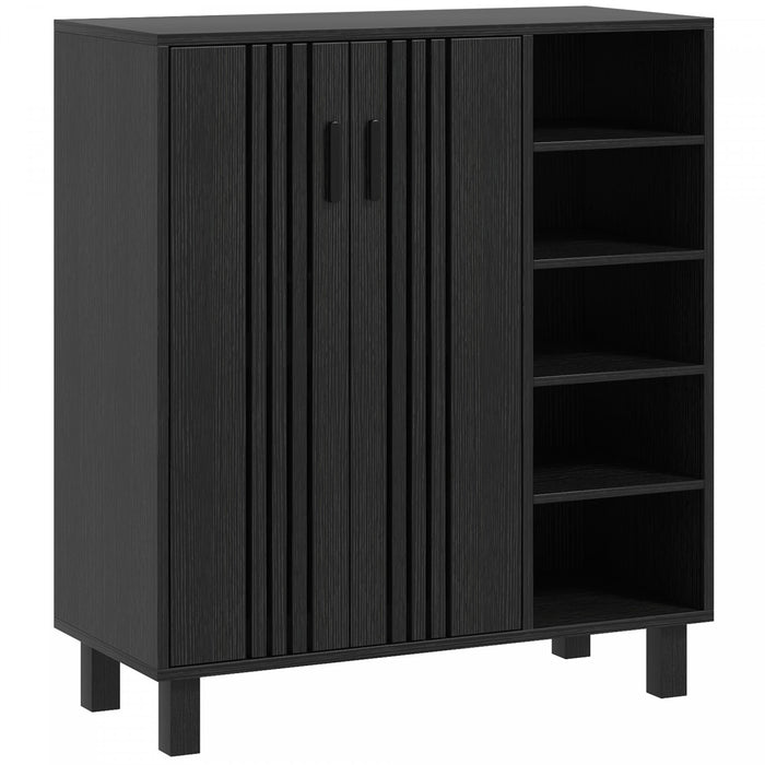 HOMCOM Shoe Cabinet with 5-tier Open Shelves for 17 Pairs Black