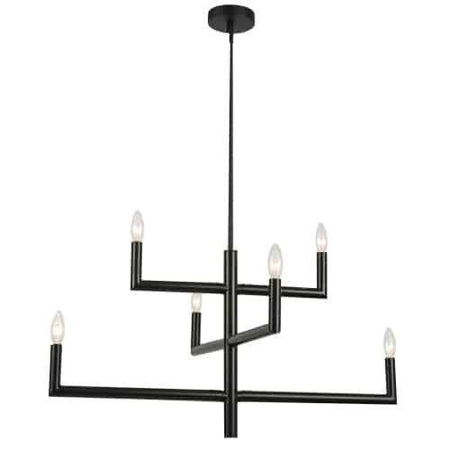 Dainolite Nora 6 Light Chandelier Matte Black Finish Lamp
