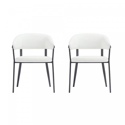 Belle Modern Metal Upholstered Dining Chair in White - Set of 2 | Chaise de salle a manger moderne en metal et tissu Belle, blanche - Lot de 2