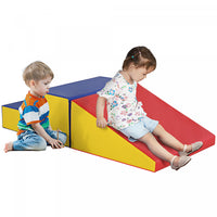 Soozier 2-piece Climb And Crawl Activity Soft Play Set, Secure Foam Blocks Playset For Toddler Presc
