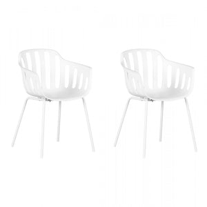 Flam White Armrest Dining Chair - Set of 2
