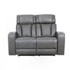 Kingsley 58 in. Leather Match Power Reclining Loveseat with Armrest Storage and USB - Charcoal