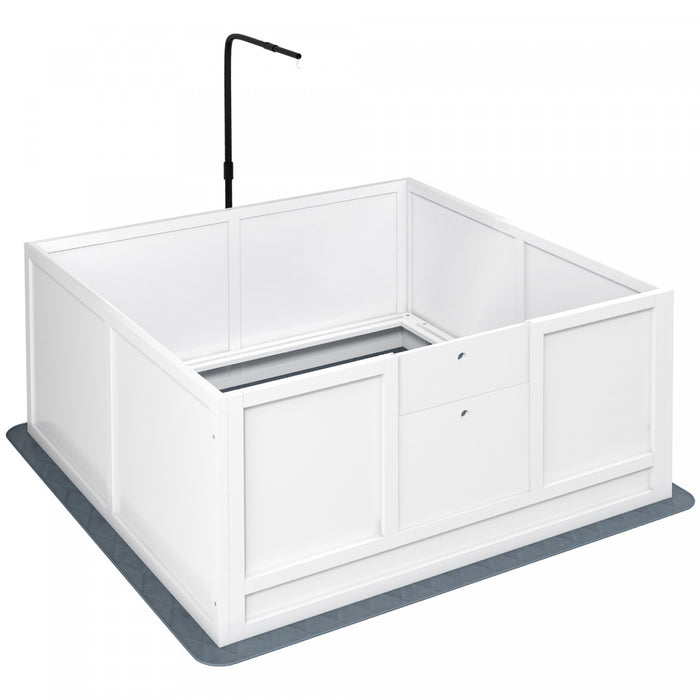 Pawhut Whelping Box For Dogs, Puppy Playpen With Retractable Light Stand, Waterproof Pad, Rail, Adjustable Height Door For Small, Medium & Large Breed Dogs, 41\" X 39\"