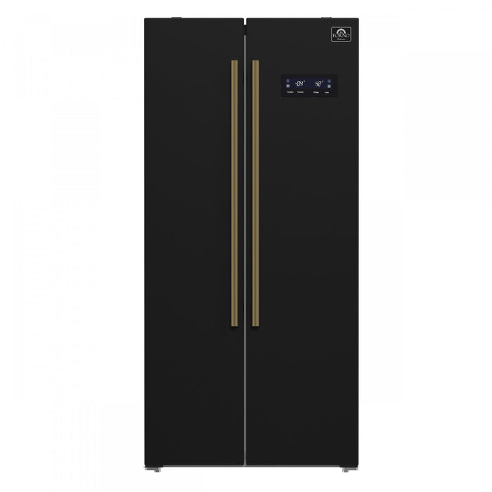 Forno Salerno 33-inch Side-by-Side Black Refrigerator, 15.6 cu.ft. - FFRBI1805-33BLK