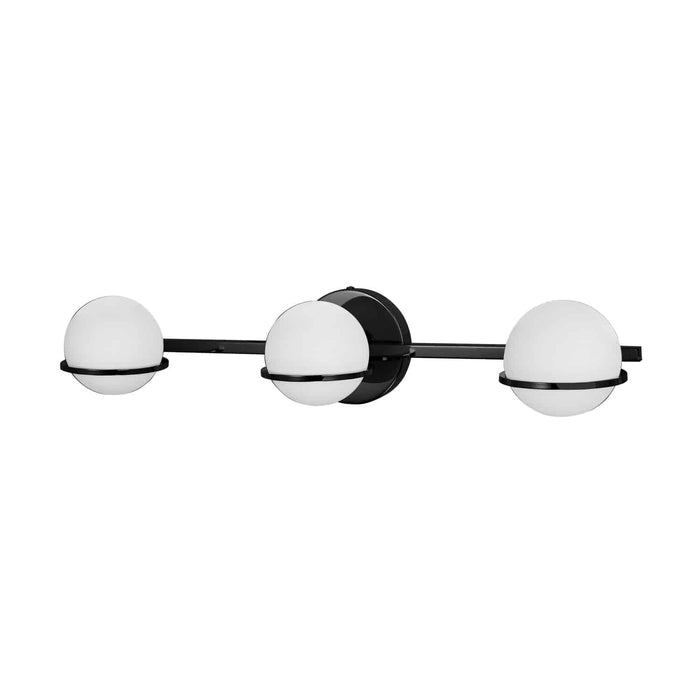 Dainolite Sofia 3 Light Vanity Light Matte Black Finish White Glass Lamp