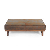 Harrison Large Ottoman Coffee Table with Faux Leather and Storage Function - Brown 