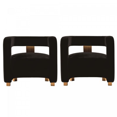 Amirah Modern Velvet Lounge Chair in Black - Set of 2 | Fauteuil lounge moderne Amirah en velours noir - Lot de 2