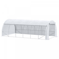 Outsunny Large Walk-in Greenhouse, 20'x10'x6' Tunnel Greenhouse With Zippered Door And 12 Roll-up Wi
