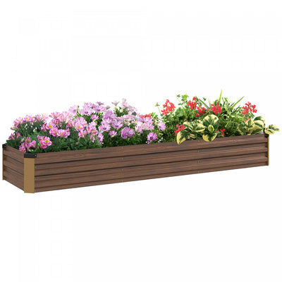 Outsunny 8x2x1ft Raised Garden Bed Large Galvanized Elevated Planter Box